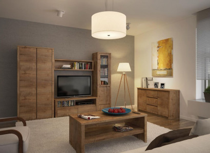 Wohnzimmermöbel Set Design Wohnzimmer Sideboard Wandregal Kommode Vitrine 5tlg.